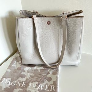 Dagne Dover Allyn Leather Tote Medium | Color Cream Bone